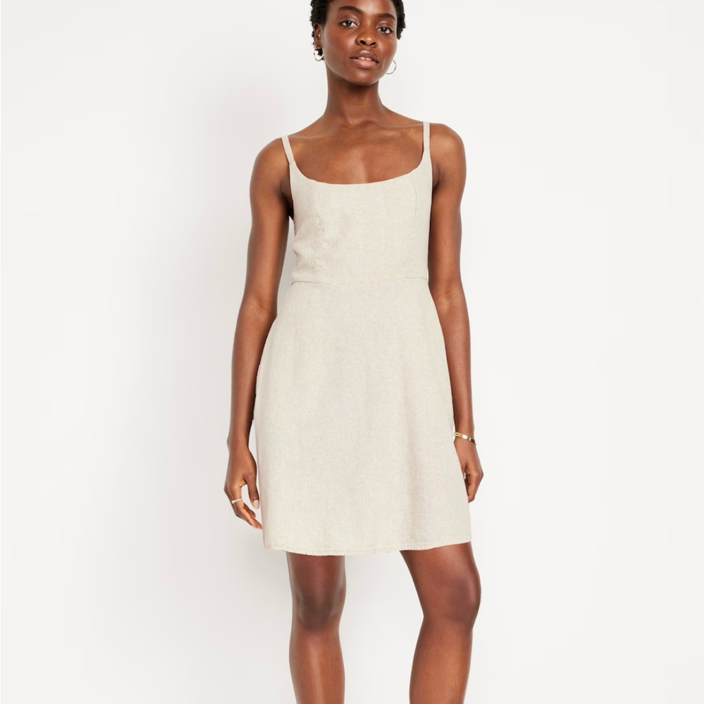 Old Navy Cream Mini Dress With Thin Straps